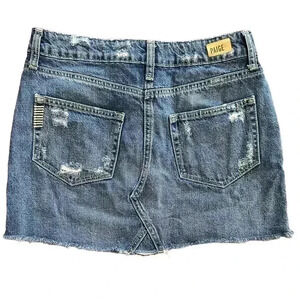 PAIGE Denim Mini Skirt Size 25 Raw Hem Distressed